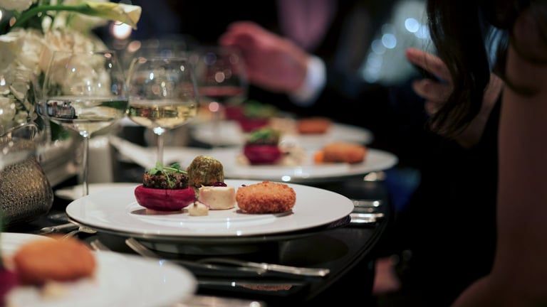 Elegant fine dining experience with wine