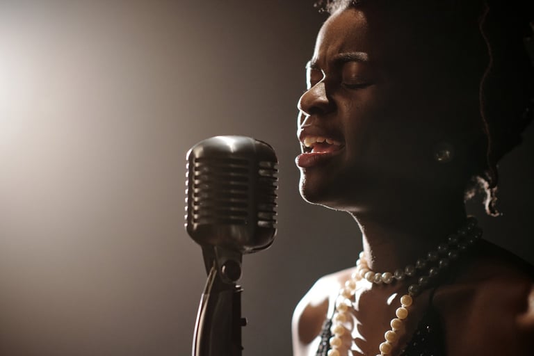 Soul vocalist performing intimate jazz set