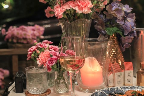 Elegant private dining with candlelight and wine