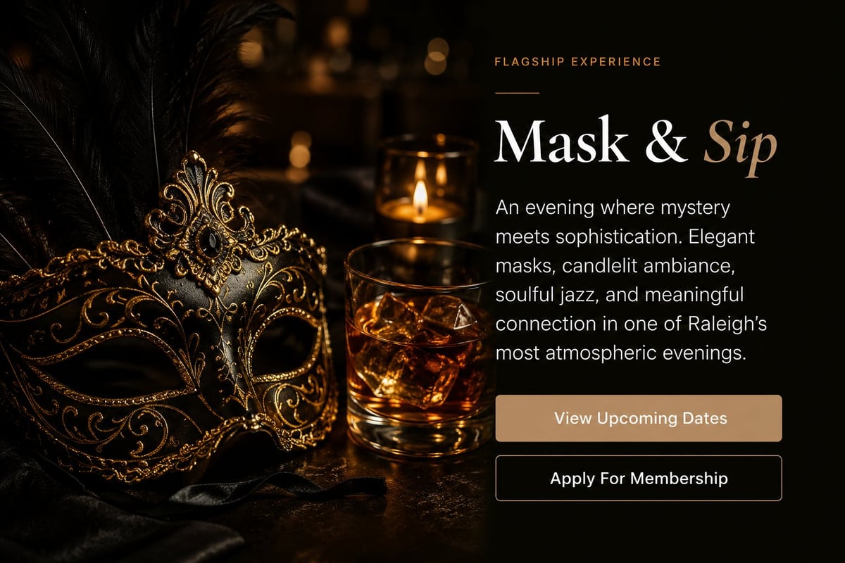 Mask and Sip event with elegant Venetian mask
